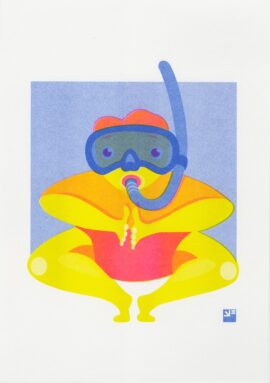 risograph print At the Beach - Test dive ©VrijFormaat