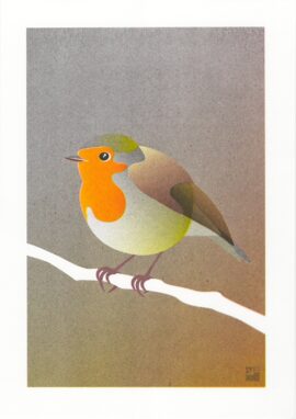 Roodborst / 21 x 29,7 cm risoprint Roodborstje A4 ©VrijFormaat