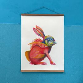 Fishy hare sitting / 60 x 80 cm