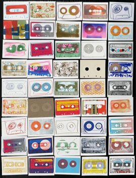 Playing with Tapes (45x) / 7,5 x 10 cm <br >risoprint, zeefdruk en meer